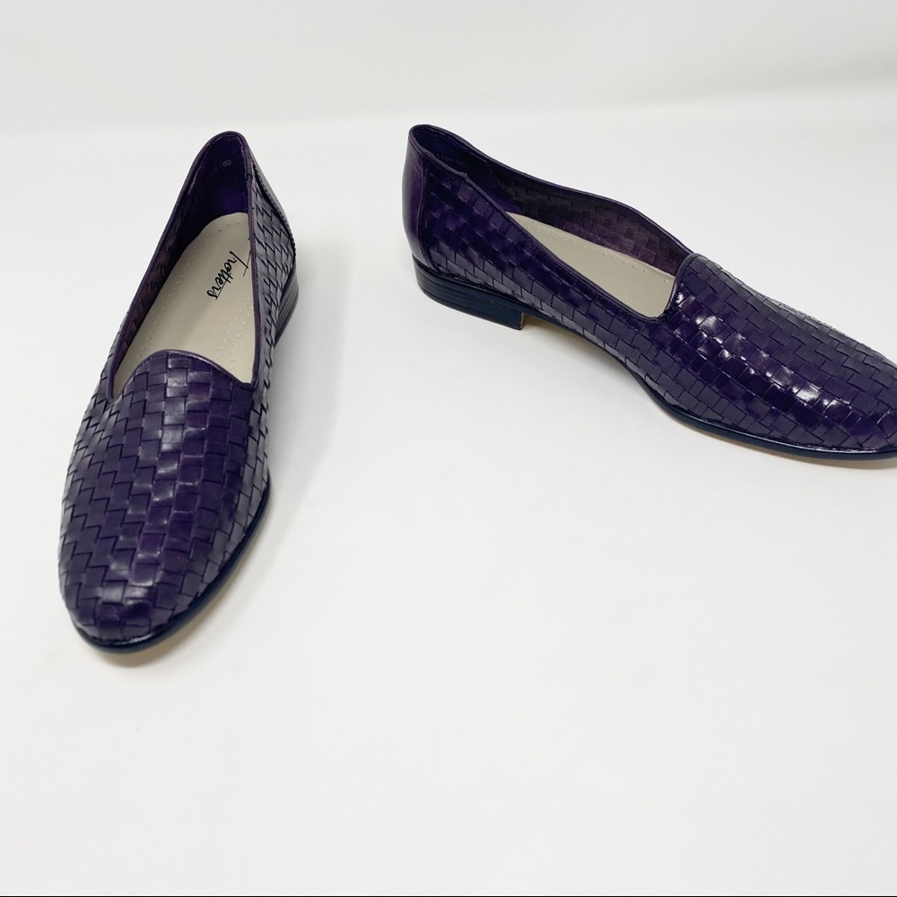 Leather Trotters Dark Purple Liz Loafer Slip Ons